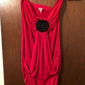 Red dressy strapless top